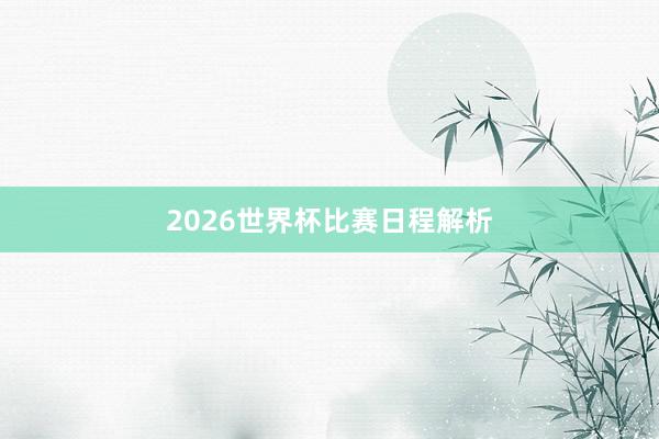 2026世界杯比赛日程解析