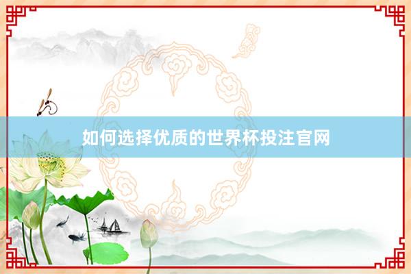 如何选择优质的世界杯投注官网